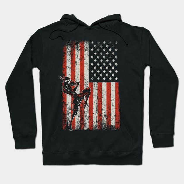 USA Flag Muay Thai Fighter Hoodie by ryanjaycruz